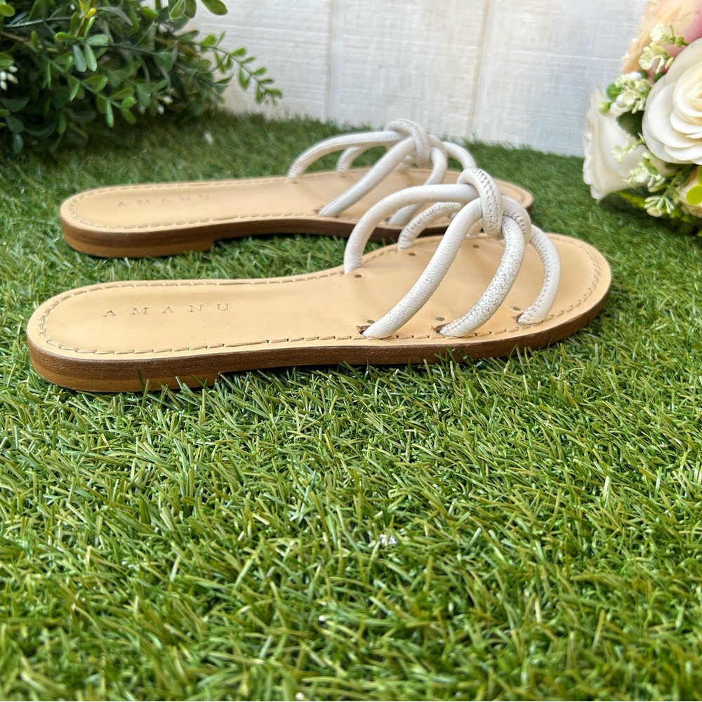 Amanu Handmade Zanzibar white Slide Sandals size 5 New - Picture 2 of 13